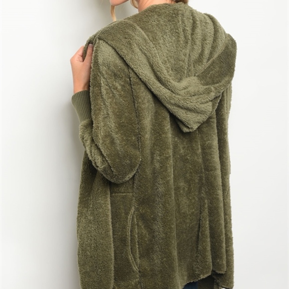 1 LEFT! OLIVE WARM & COMFY CARDIGAN - Picture 3 of 4